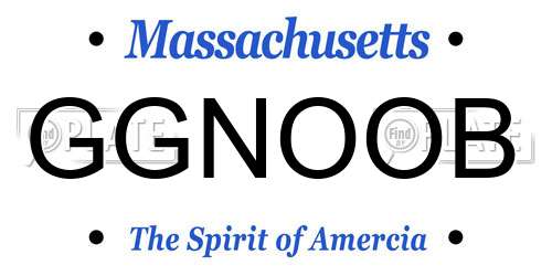 GGNOOB Massachusetts License Plate