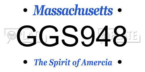 GGS948 Massachusetts License Plate