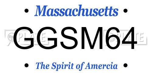 GGSM64 Massachusetts License Plate