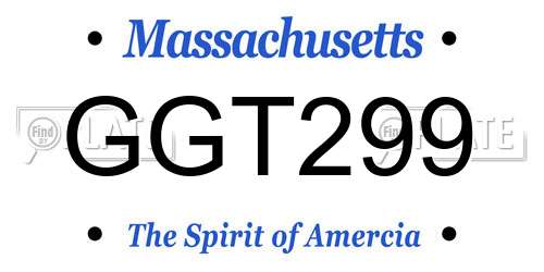 GGT299 Massachusetts License Plate