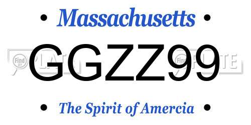 GGZZ99 Massachusetts License Plate