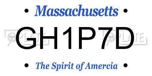 GH1P7D Massachusetts License Plate