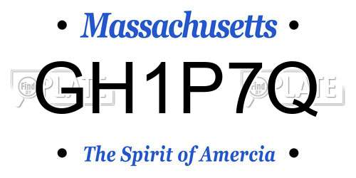 GH1P7Q Massachusetts License Plate
