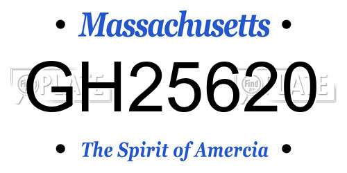 GH25620 Massachusetts License Plate