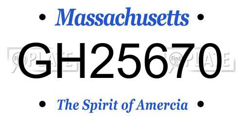 GH25670 Massachusetts License Plate