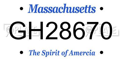 GH28670 Massachusetts License Plate
