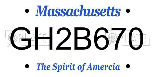 GH2B670 Massachusetts License Plate