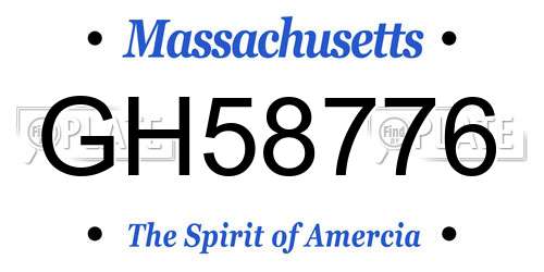 GH58776 Massachusetts License Plate