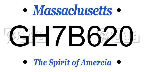 GH7B620 Massachusetts License Plate