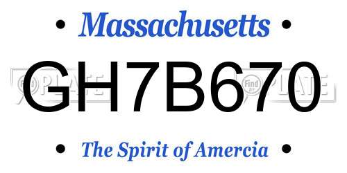 GH7B670 Massachusetts License Plate