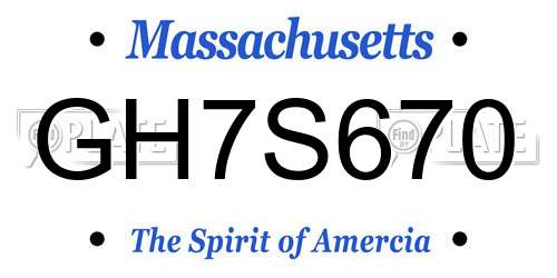 GH7S670 Massachusetts License Plate