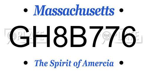 GH8B776 Massachusetts License Plate