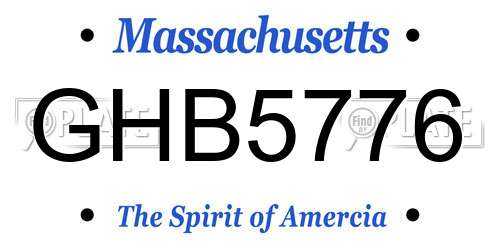 GHB5776 Massachusetts License Plate