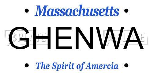 GHENWA Massachusetts License Plate