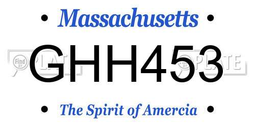 GHH453 Massachusetts License Plate