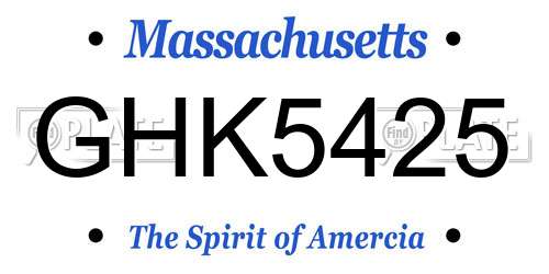 GHK5425 Massachusetts License Plate