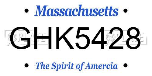 GHK5428 Massachusetts License Plate