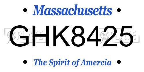 GHK8425 Massachusetts License Plate