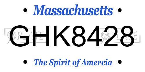 GHK8428 Massachusetts License Plate