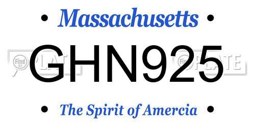 GHN925 Massachusetts License Plate