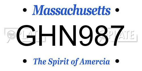 GHN987 Massachusetts License Plate