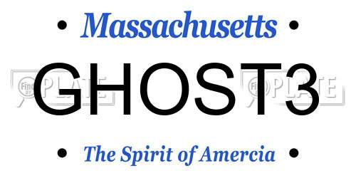 GHOST3 Massachusetts License Plate