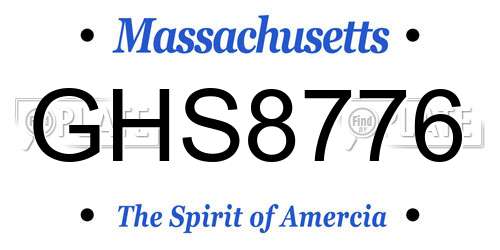 GHS8776 Massachusetts License Plate