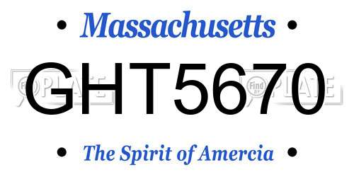 GHT5670 Massachusetts License Plate