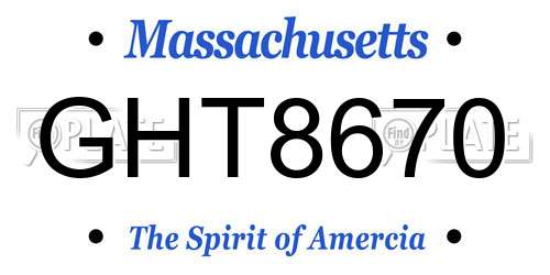 GHT8670 Massachusetts License Plate