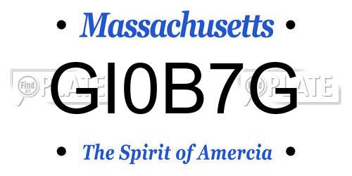 GI0B7G Massachusetts License Plate