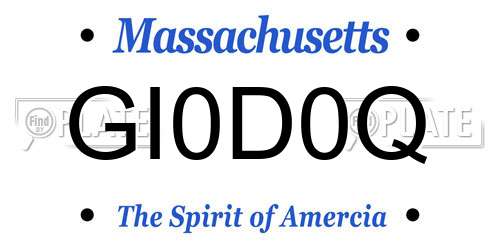 GI0D0Q Massachusetts License Plate