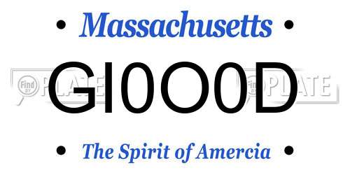 GI0O0D Massachusetts License Plate