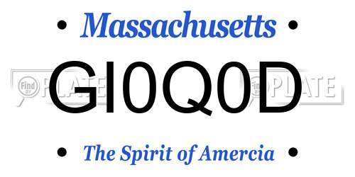 GI0Q0D Massachusetts License Plate
