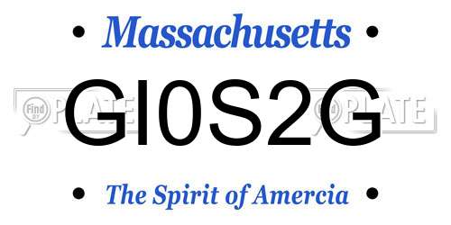 GI0S2G Massachusetts License Plate