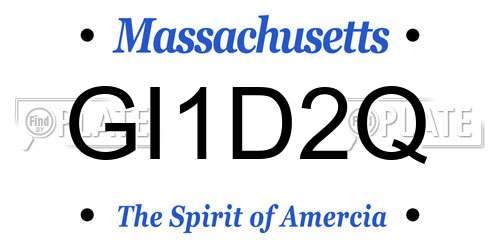GI1D2Q Massachusetts License Plate