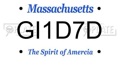 GI1D7D Massachusetts License Plate