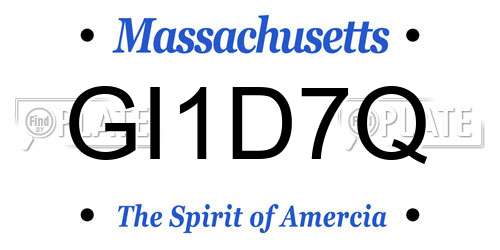 GI1D7Q Massachusetts License Plate