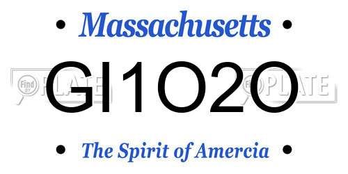 GI1O2O Massachusetts License Plate