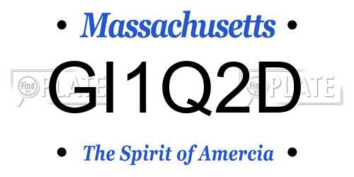 GI1Q2D Massachusetts License Plate