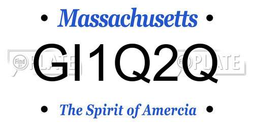 GI1Q2Q Massachusetts License Plate