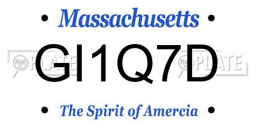 GI1Q7D Massachusetts License Plate