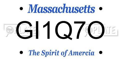 GI1Q7O Massachusetts License Plate