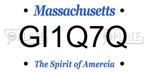 GI1Q7Q Massachusetts License Plate