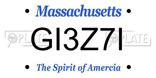 GI3Z7I Massachusetts License Plate