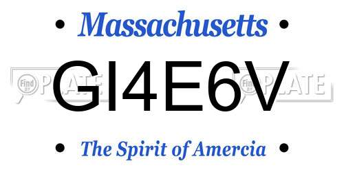 GI4E6V Massachusetts License Plate