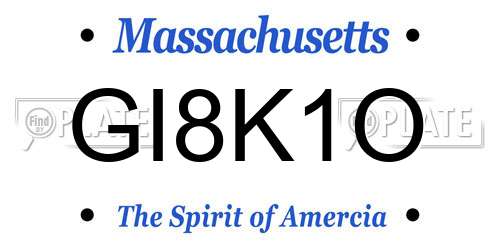 GI8K1O Massachusetts License Plate
