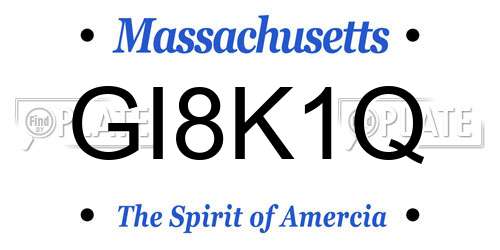 GI8K1Q Massachusetts License Plate