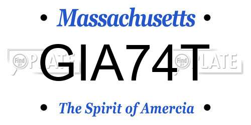 GIA74T Massachusetts License Plate