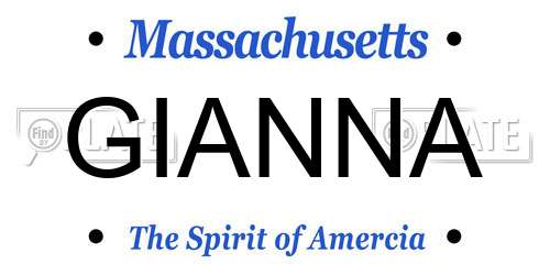 GIANNA Massachusetts License Plate