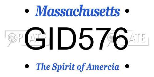 GID576 Massachusetts License Plate